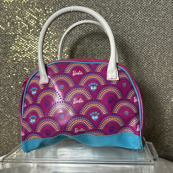 Barbie small glitter bowler bag purse clear pocket double zip top handbag - Picture 5 of 10